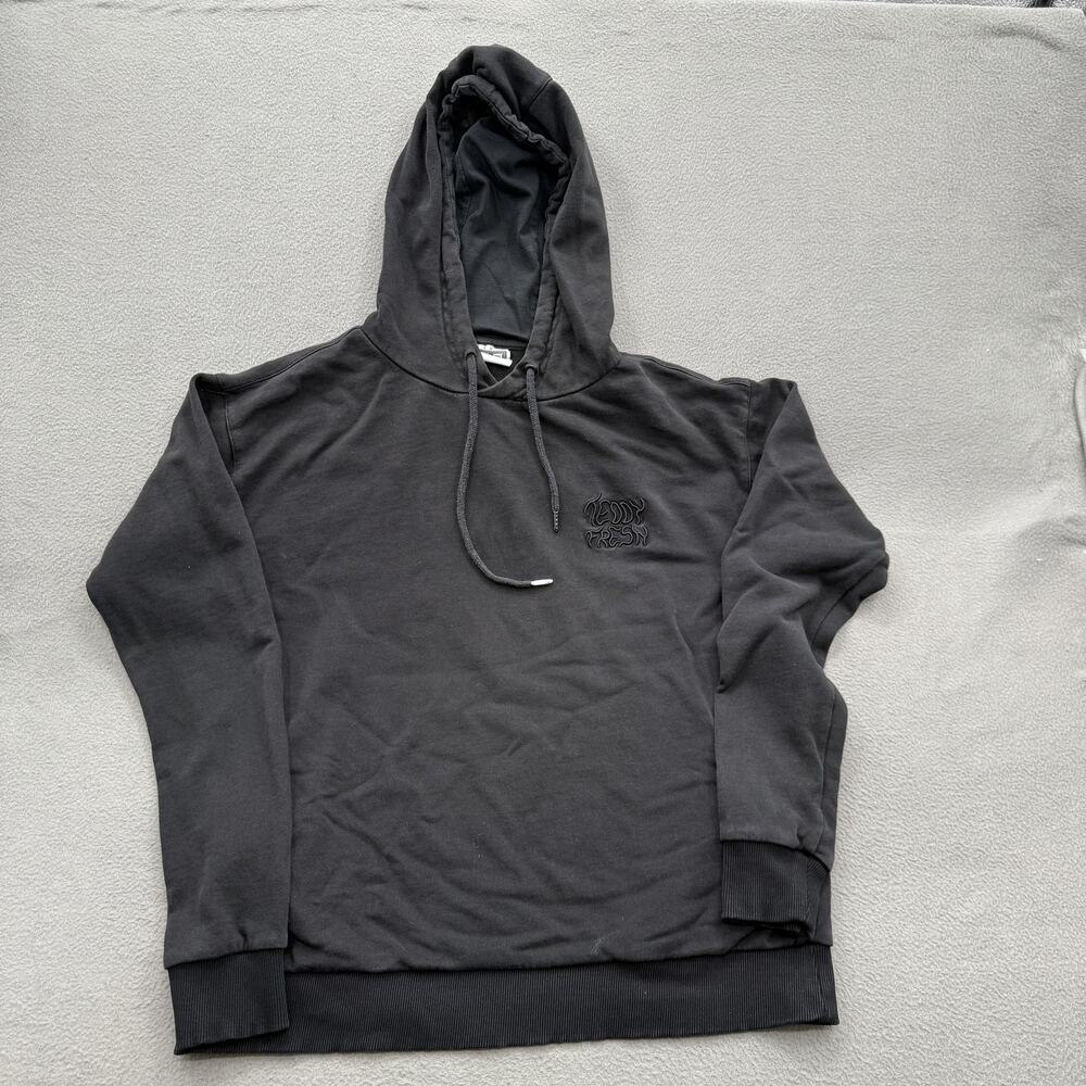Teddy Fresh Hoodie Mens Medium Black Pullover Embroidered Back Logo Sweatshirt